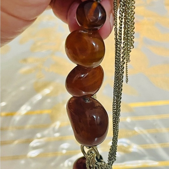 VTG Kenneth Cole Brown Glass Beaded Necklace Multi-Chain Adjustable 16-18” - Picture 8 of 8